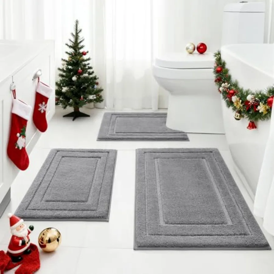 HOMEIDEAS Bathroom Rugs Sets 3 Piece Super Soft and Absorbent Non Slip Microfiber Toilet Bath Mat with U-Shaped Grey
HOMEIDEAS Bathroom Rugs Sets 3 Piece Super Soft and Absorbent Non Slip Microfiber Toilet Bath Mat with U-Shaped Grey