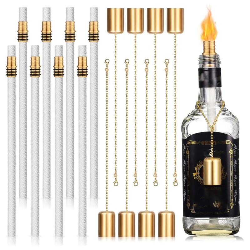 16PCS Wine Bottle Torch Kit Metal Wine Bottle Torch Kit Include Brass Torch Wick Holder With Washer, Torch Wicks And Lamp Cover
16PCS Wine Bottle Torch Kit Metal Wine Bottle Torch Kit Include Brass Torch Wick Holder With Washer, Torch Wicks And Lamp Cover