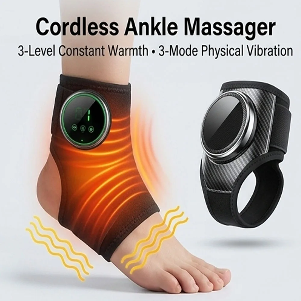 Ankle Massager Vibration Brace Black Heated Foot Wrap Support 3 Levels Warmth 3 Modes Shaking Cordless 2000mAh Sleeve
Ankle Massager Vibration Brace Black Heated Foot Wrap Support 3 Levels Warmth 3 Modes Shaking Cordless 2000mAh Sleeve