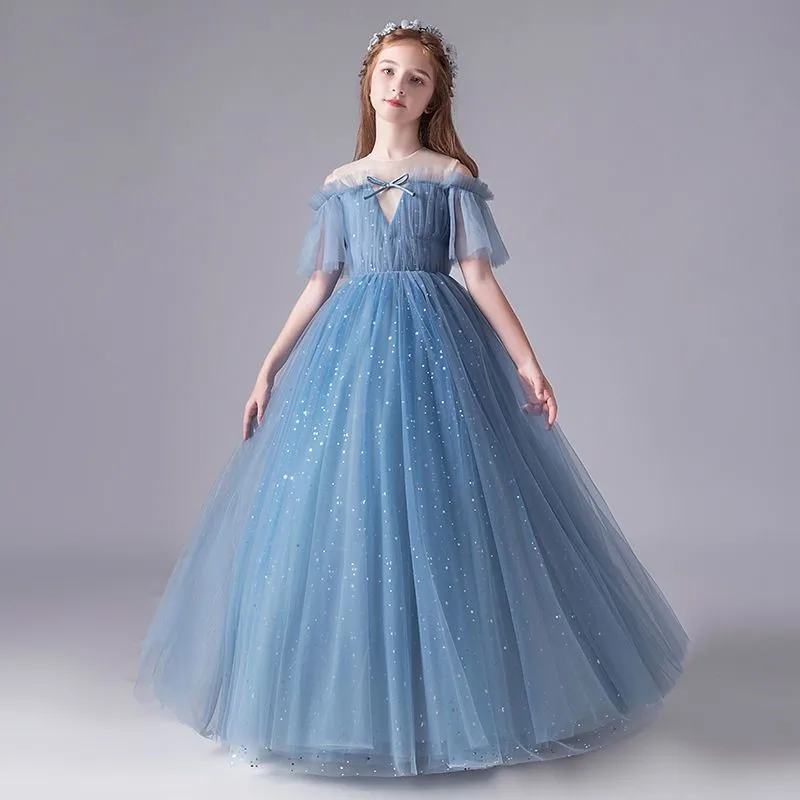 New Children's Fashion Evening Dress Girls' Blue Breathable Princess Dress Summer Kids' Birthday Piano Performance Dress LJ672
New Children's Fashion Evening Dress Girls' Blue Breathable Princess Dress Summer Kids' Birthday Piano Performance Dress LJ672
