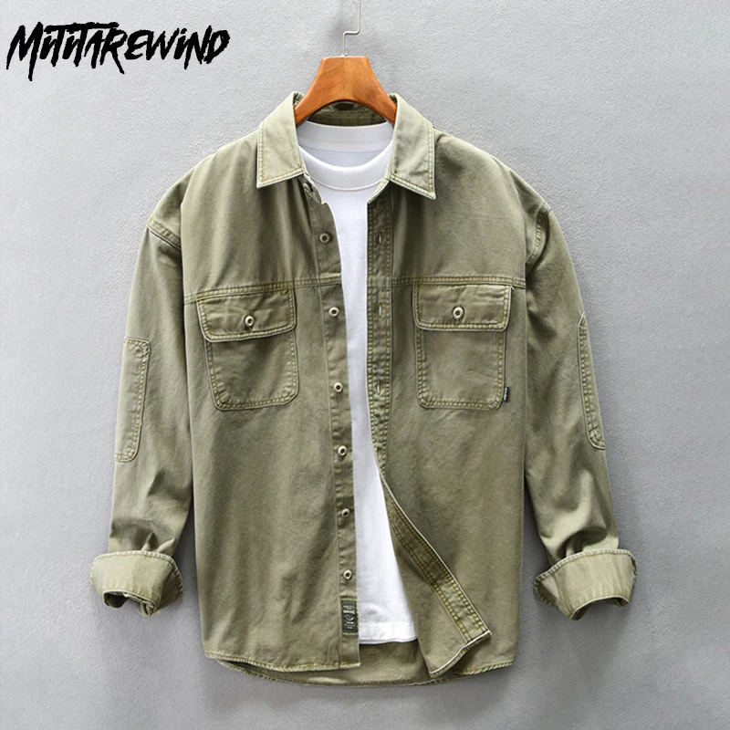 Japan Style Cargo Shirt Men Spring Fall Casual Pure Cotton Men's Clothing Pockets Long Sleeve Green Shirt Youth Loose Overshirt
Japan Style Cargo Shirt Men Spring Fall Casual Pure Cotton Men's Clothing Pockets Long Sleeve Green Shirt Youth Loose Overshirt