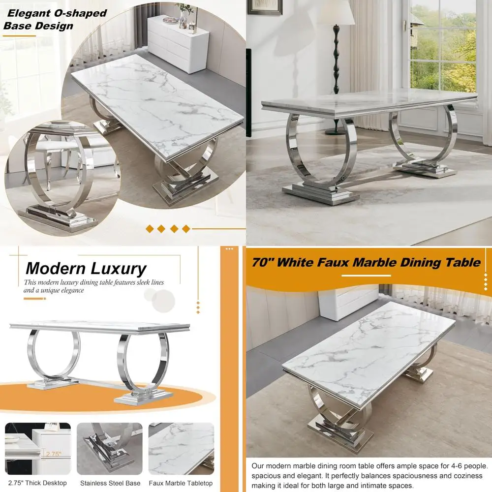 Luxurious 70 O-Shaped White Marble Dining Table with Silver Steel Base for Dining Rooms and Conferences
Luxurious 70 O-Shaped White Marble Dining Table with Silver Steel Base for Dining Rooms and Conferences