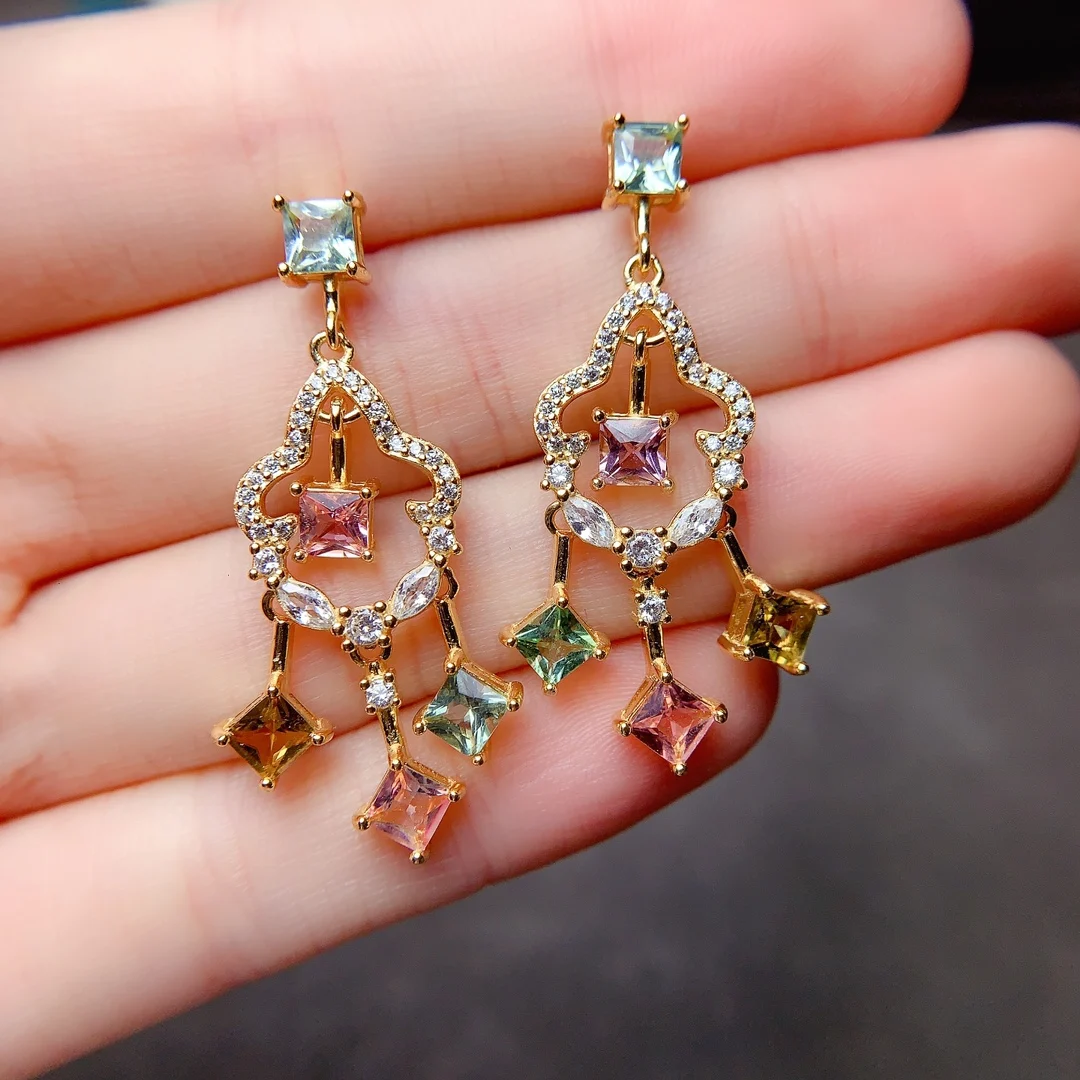 FS 4mm Natural Tourmaline Earrings S925 Sterling Silver for Women Fine Fashion Charm Weddings Jewelry Certificate MeiBaPJ New
FS 4mm Natural Tourmaline Earrings S925 Sterling Silver for Women Fine Fashion Charm Weddings Jewelry Certificate MeiBaPJ New