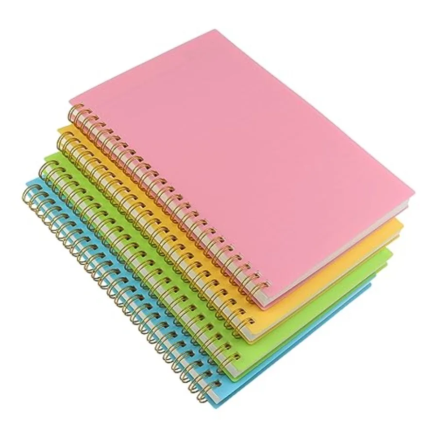 Spiral Notebook Journal, 5.5" x 8.5" Plastic Hardcover College Ruled Notebook with 4 Colors, 80 Sheets/ 160 Pages Per Journal f
Spiral Notebook Journal, 5.5" x 8.5" Plastic Hardcover College Ruled Notebook with 4 Colors, 80 Sheets/ 160 Pages Per Journal f