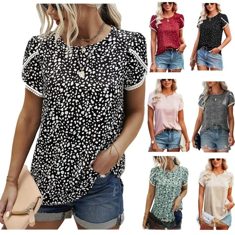 Women's Polka Dot Printed Lace Short Sleeve Shirt Bubble Sleeve Texture Spliced Fabric Winter Collection Fashion Ladies' Blouse
Women's Polka Dot Printed Lace Short Sleeve Shirt Bubble Sleeve Texture Spliced Fabric Winter Collection Fashion Ladies' Blouse