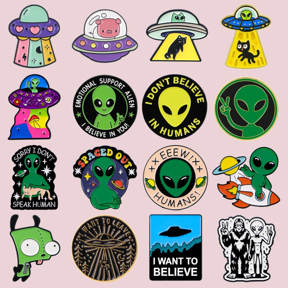 Classic UFO Enamel Pins Funny Green Alien Quote Lapel Pin Badge on Backpack Clothing Accessories Fashion Jewelry Gifts
Classic UFO Enamel Pins Funny Green Alien Quote Lapel Pin Badge on Backpack Clothing Accessories Fashion Jewelry Gifts