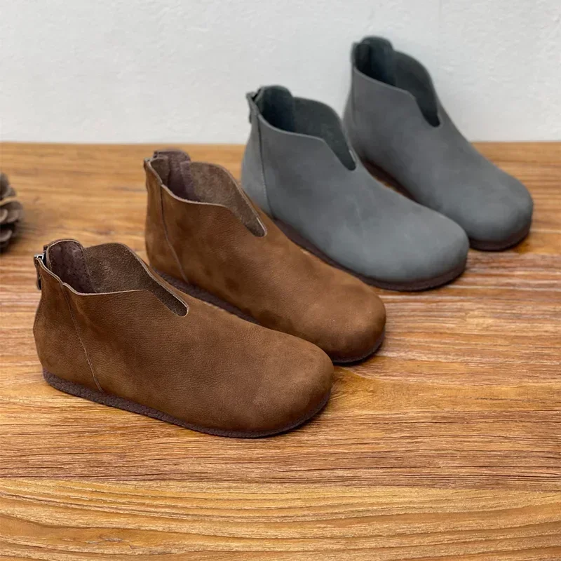 Birkuir Retro Women Ankle Boots Flats Shoes Genuine Leather Luxury Flat Heels Shoes Round Toe Spring Back Zip Single Shoes
Birkuir Retro Women Ankle Boots Flats Shoes Genuine Leather Luxury Flat Heels Shoes Round Toe Spring Back Zip Single Shoes