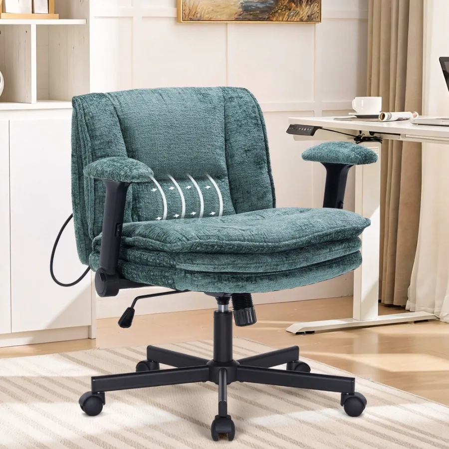 Criss Cross Chair with Wheels and Flip Arms Upholstered Cross Legged Office Chair with 3 Layer CushionsDynamic Airbag Lumbar Su
Criss Cross Chair with Wheels and Flip Arms Upholstered Cross Legged Office Chair with 3 Layer CushionsDynamic Airbag Lumbar Su