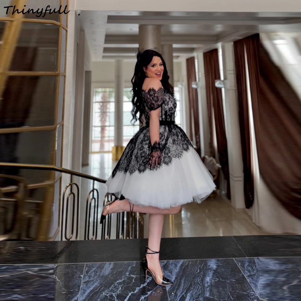 Thinyfull A-line Tulle/Lace Short Prom Dresses Off Shoulder Evening Party Gown Special Dress Robe De Soirée Customized
Thinyfull A-line Tulle/Lace Short Prom Dresses Off Shoulder Evening Party Gown Special Dress Robe De Soirée Customized 