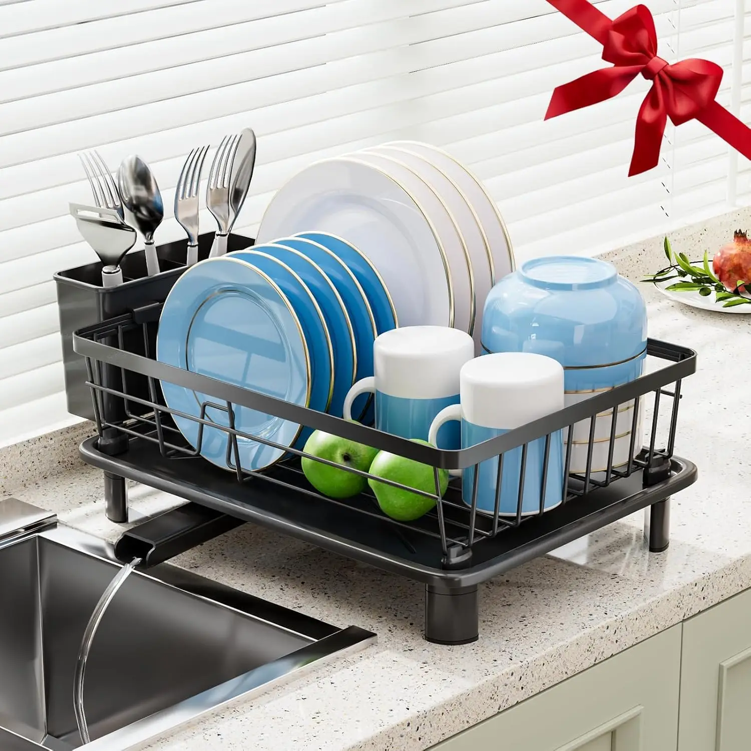 Stainless Steel Dish Drying Rack with Removable Utensil Holder, Space-Saving Design for Kitchen Counter
Stainless Steel Dish Drying Rack with Removable Utensil Holder, Space-Saving Design for Kitchen Counter