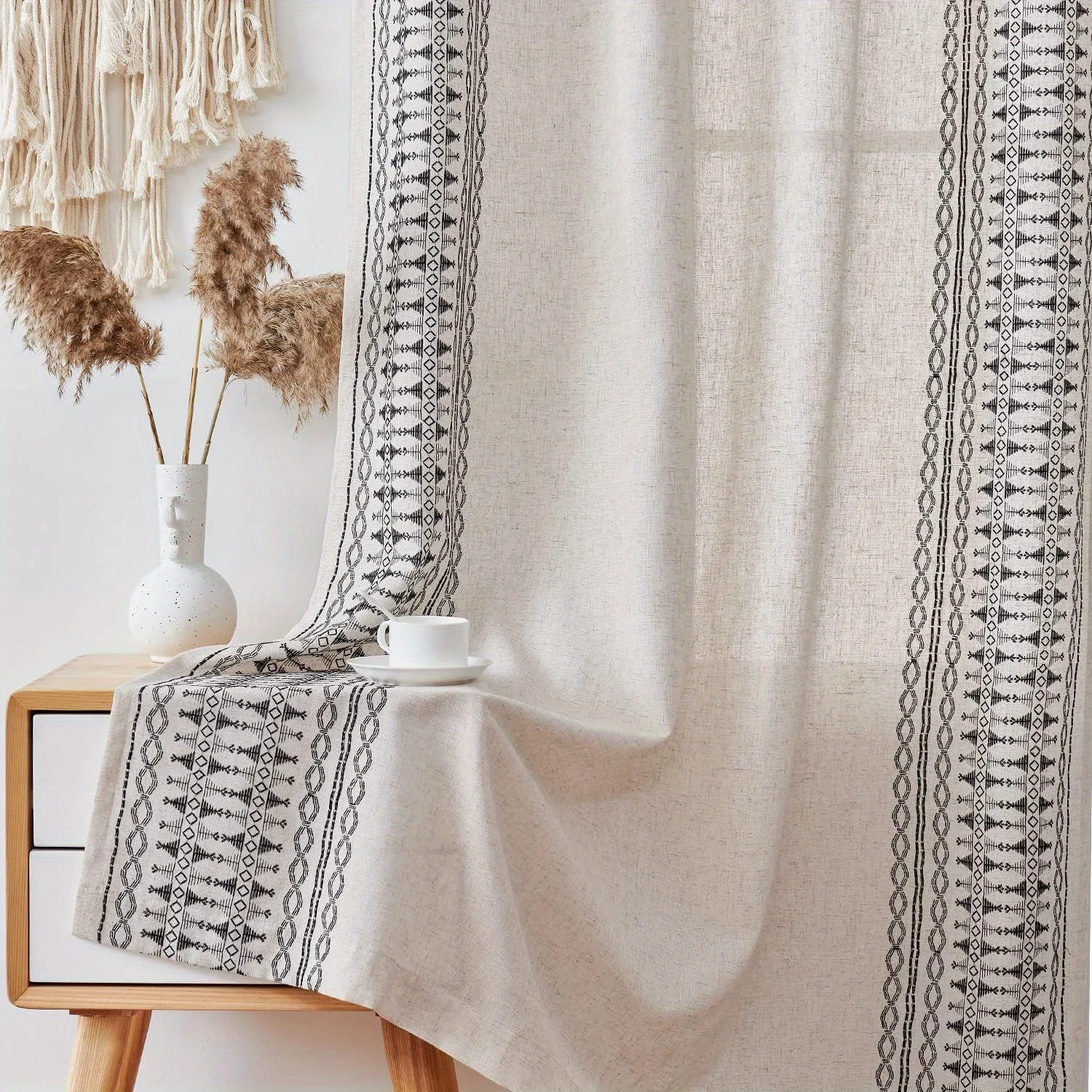 Boho Curtains Embroidered Window Curtains for Bedroom Curtains Grommet Bohemian Window Set for Living Room Long 2 Panels Black on Beige
Boho Curtains Embroidered Window Curtains for Bedroom Curtains Grommet Bohemian Window Set for Living Room Long 2 Panels Black on Beige