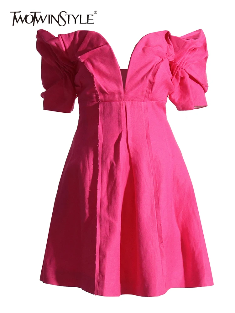 TWOTWINSTYLE Solid Sexy Dresses For Women Slash Neck Short Sleeeve High Waist Backless Slimming Dress Female Fashion Clothing
TWOTWINSTYLE Solid Sexy Dresses For Women Slash Neck Short Sleeeve High Waist Backless Slimming Dress Female Fashion Clothing