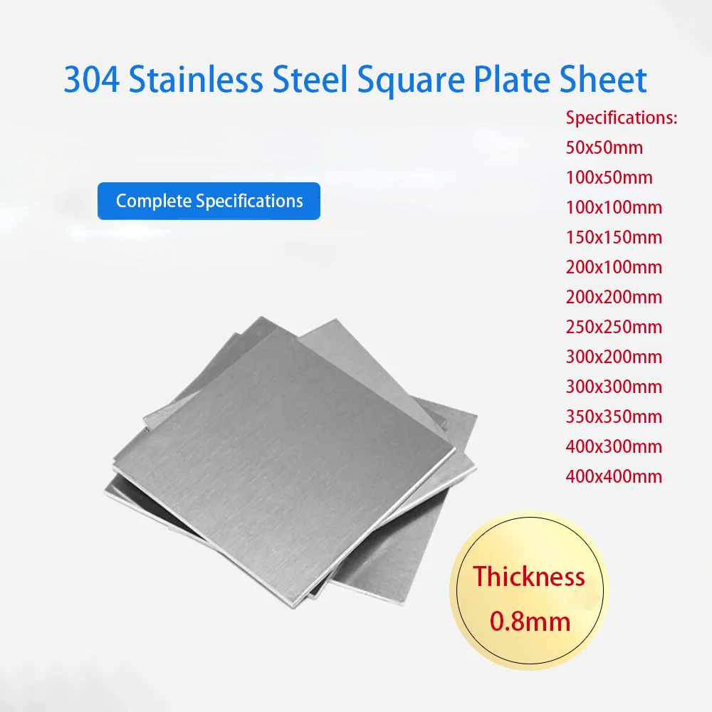 Thickness 0.8mm 304 Stainless Steel Square Plate Sheet 50x50 100x50 100x100 150x150 200x100 200x200 250x250 300x300 350x350mm
Thickness 0.8mm 304 Stainless Steel Square Plate Sheet 50x50 100x50 100x100 150x150 200x100 200x200 250x250 300x300 350x350mm