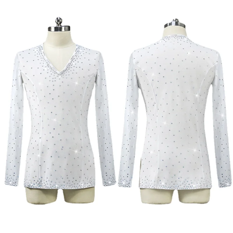 New Professional White Men's Latin Dance Competition Costume Dance Performance Top Customized for Adult and Children
New Professional White Men's Latin Dance Competition Costume Dance Performance Top Customized for Adult and Children