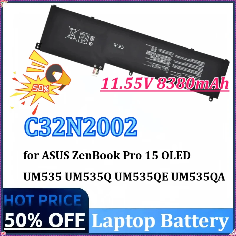 11.55V 8380mAh C32N2002 Laptop Battery for ASUS ZenBook Pro 15 OLED UM535 UM535Q UM535QE UM535QA UM535QH UX535 UX535L UX535LI
11.55V 8380mAh C32N2002 Laptop Battery for ASUS ZenBook Pro 15 OLED UM535 UM535Q UM535QE UM535QA UM535QH UX535 UX535L UX535LI
