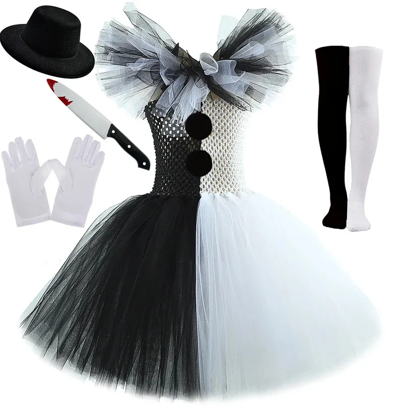 White Black Terrifier Clown Costumes for Girls Creepy Halloween Tutu Dress for Kids Joker Fancy Outfit Children Horror Clothes
White Black Terrifier Clown Costumes for Girls Creepy Halloween Tutu Dress for Kids Joker Fancy Outfit Children Horror Clothes