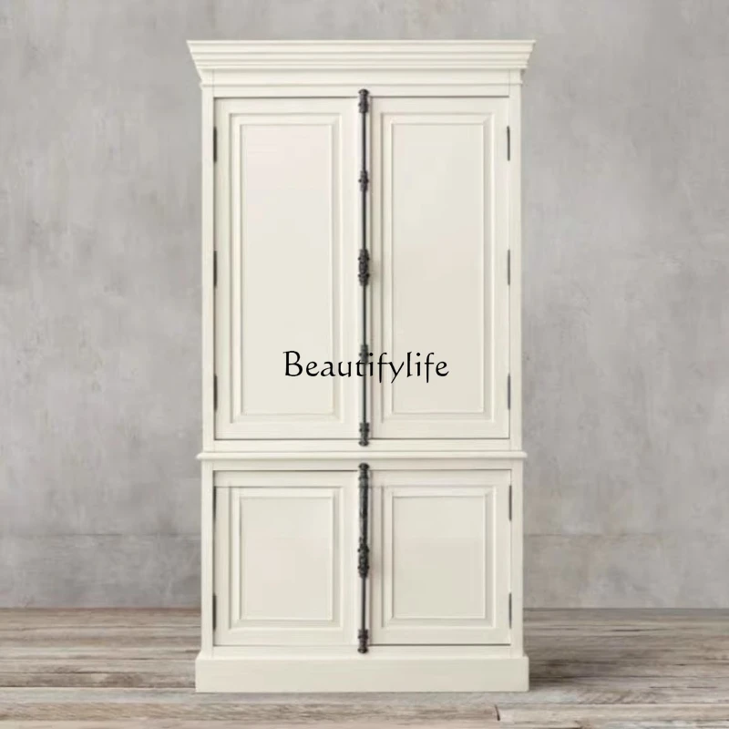 French country two-door wardrobe American retro old ivory white display side cabinet
French country two-door wardrobe American retro old ivory white display side cabinet