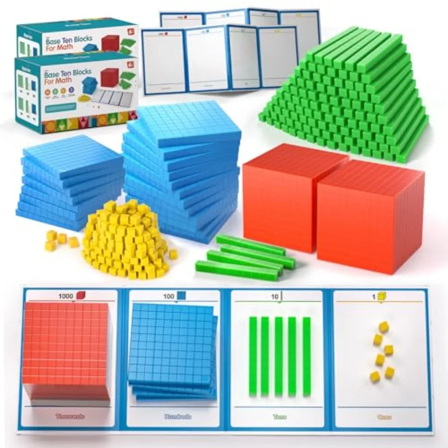 Set of 2 Base Ten Blocks Plastic 306 pcs Place Value Blocks Math Manipulatives Kindergarten Counting Cubes for Math Early Count
Set of 2 Base Ten Blocks Plastic 306 pcs Place Value Blocks Math Manipulatives Kindergarten Counting Cubes for Math Early Count