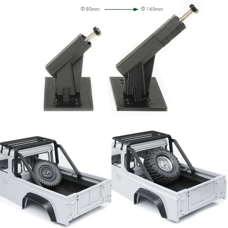 The Spare Tire Holder Is Placed At A 45 Degree Angle for 1/10 RC Crawler Car Traxxas TRX4 Defender Bronco AXIAL SCX10 RC4WD D90
The Spare Tire Holder Is Placed At A 45 Degree Angle for 1/10 RC Crawler Car Traxxas TRX4 Defender Bronco AXIAL SCX10 RC4WD D90