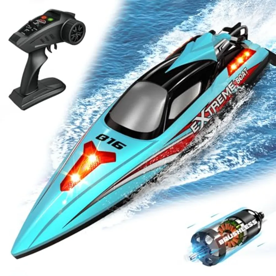 RC boat for lakes rivers, brushless motor, cyan, 34+MPH speed, 19-inch, includes 2 rechargeable batteries
RC boat for lakes rivers, brushless motor, cyan, 34+MPH speed, 19-inch, includes 2 rechargeable batteries