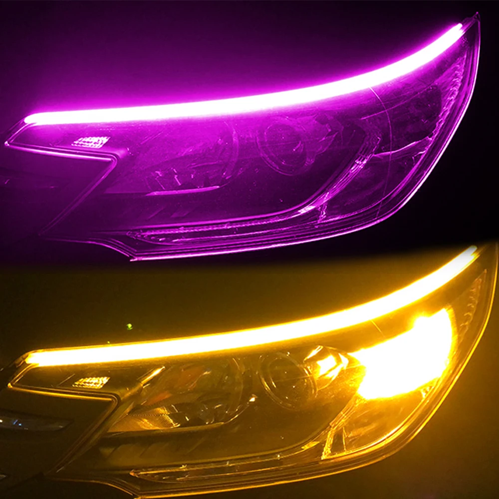 2pcs LED DRL Car Daytime Running Light Flexible Waterproof Strip Auto Headlights White Turn Signal Yellow Brake Flow Lights 12V
2pcs LED DRL Car Daytime Running Light Flexible Waterproof Strip Auto Headlights White Turn Signal Yellow Brake Flow Lights 12V