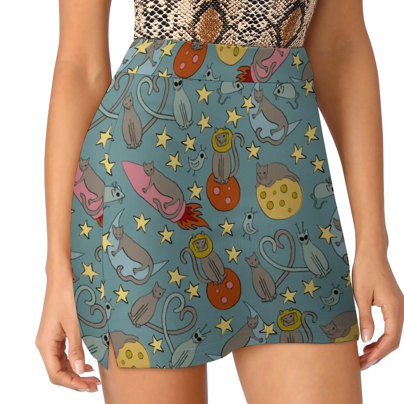 " Astro Cat'S Intergalactic Adventures " Designer Outer Women's skirt Mini Skirts A Line Skirt With Hide Pocket Repeating
" Astro Cat'S Intergalactic Adventures " Designer Outer Women's skirt Mini Skirts A Line Skirt With Hide Pocket Repeating