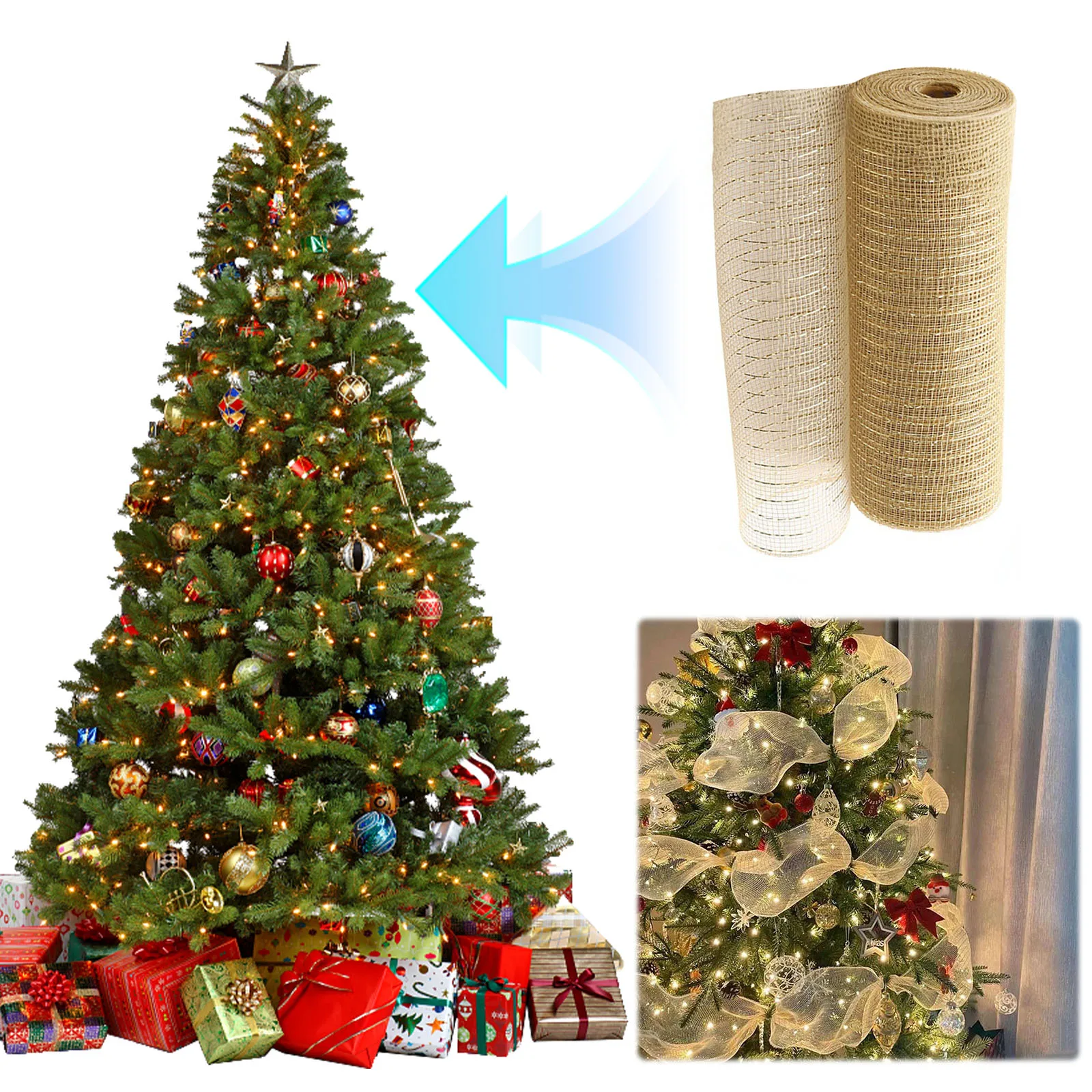 2 Rolls Decorative Mesh Ribbon Deco Mesh Rolls Metallic Foil Mesh Rolls for Christmas Tree Garland Craft Decorations
2 Rolls Decorative Mesh Ribbon Deco Mesh Rolls Metallic Foil Mesh Rolls for Christmas Tree Garland Craft Decorations