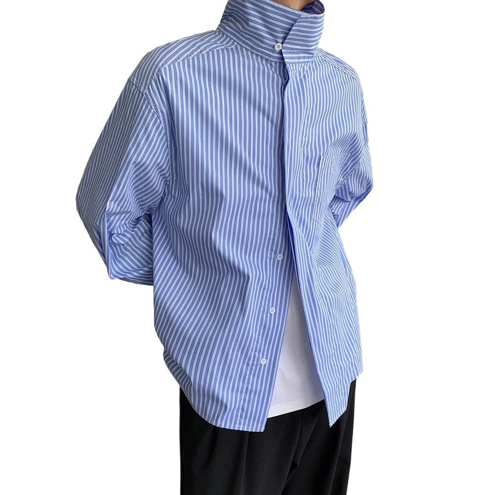 Men Striped Stand Collar Japanese Korean Streetwear Fashion Loose Casual Long Sleeve Shirt Women Blouses Shirts
Men Striped Stand Collar Japanese Korean Streetwear Fashion Loose Casual Long Sleeve Shirt Women Blouses Shirts