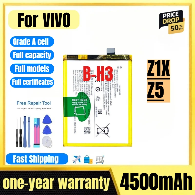 B-H3 for VIVO Z1X/Z5 Mobile Phone Battery 0 Cycle High Quality High Capacity Battery Replacement Bateria Grade A Cell with Tools
B-H3 for VIVO Z1X/Z5 Mobile Phone Battery 0 Cycle High Quality High Capacity Battery Replacement Bateria Grade A Cell with Tools