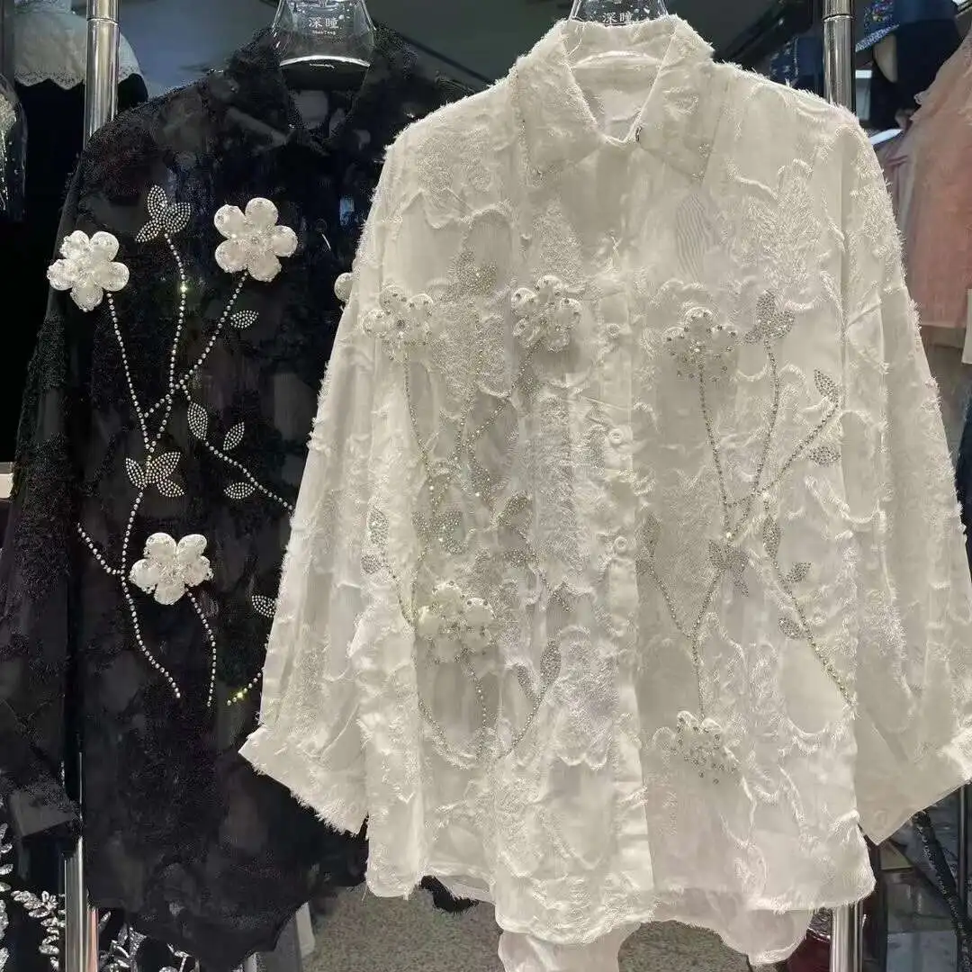 New In 2024 Autumn Embroidery Sequined Hot Drilg Loose Casual Shirts For Women's Single Breasted Blouses Tops Blusas Clothes
New In 2024 Autumn Embroidery Sequined Hot Drilg Loose Casual Shirts For Women's Single Breasted Blouses Tops Blusas Clothes