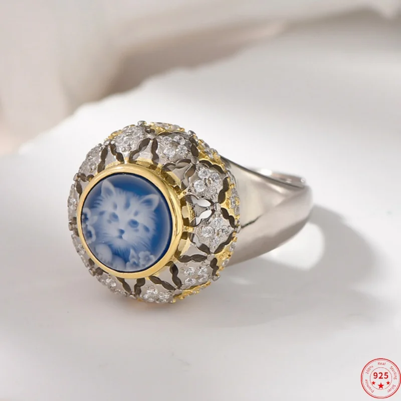 S925 Sterling Silver Charms Rings for Women New Fashion Cute Kitty Contrast Colored Hollow Inlaid Agate Zircon Free Shipping
S925 Sterling Silver Charms Rings for Women New Fashion Cute Kitty Contrast Colored Hollow Inlaid Agate Zircon Free Shipping