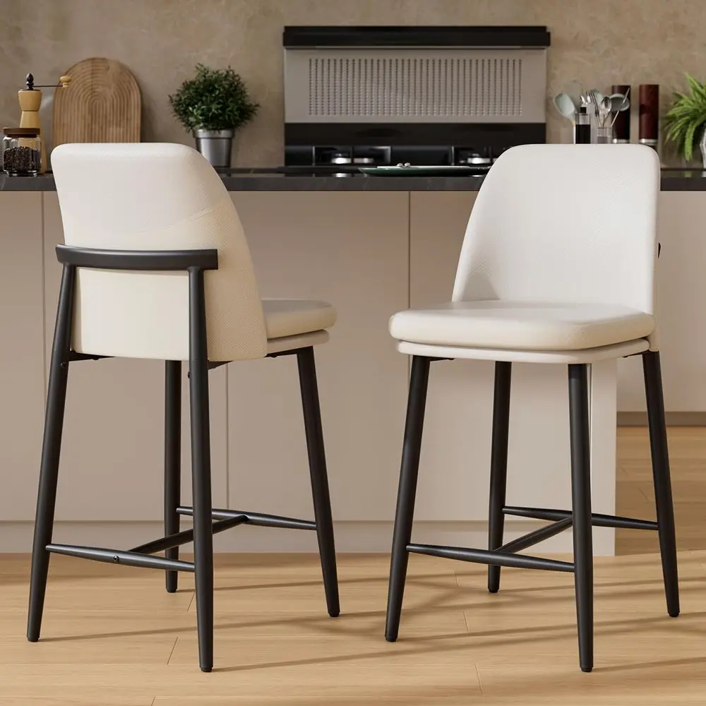 Bar Stools Set of 2, Upholstered Counter Height Bar Stools, 26 Inch Modern Counter Stools with Back, Textured Leather and Fabri
Bar Stools Set of 2, Upholstered Counter Height Bar Stools, 26 Inch Modern Counter Stools with Back, Textured Leather and Fabri