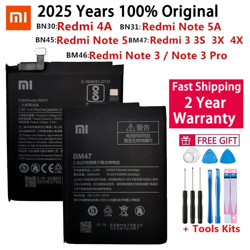 Оригинальный аккумулятор для Xiaomi Redmi Mi 3 3S 3X 4X 3 pro Note 3 5 5A 6 4A Pro 5X BM46 BM47 BN30 BN31 BN45 Сменный аккумулятор
Оригинальный аккумулятор для Xiaomi Redmi Mi 3 3S 3X 4X 3 pro Note 3 5 5A 6 4A Pro 5X BM46 BM47 BN30 BN31 BN45 Сменный аккумулятор