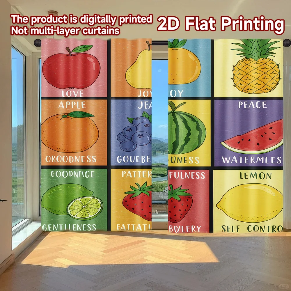 2D flat printing 2pcs Window Treatment Curtains Fruit and Word Illustrations Digital Printed Polyester Drapes Holiday
2D flat printing 2pcs Window Treatment Curtains Fruit and Word Illustrations Digital Printed Polyester Drapes Holiday