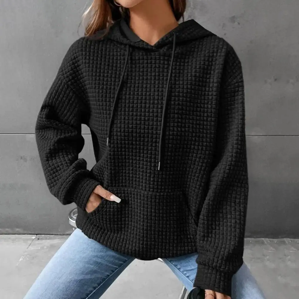 Hooded Sweatshirt Waffle Texture Hoodie Cozy Loose-fit Pullover with Big Patch Pocket Drawstring Hood for Women's Fall/winter
Hooded Sweatshirt Waffle Texture Hoodie Cozy Loose-fit Pullover with Big Patch Pocket Drawstring Hood for Women's Fall/winter