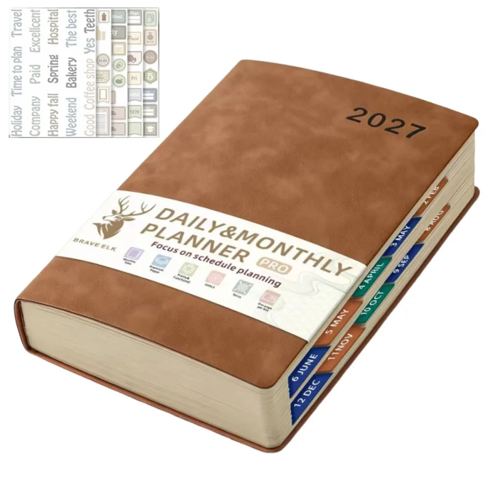 English 2027 Schedule Planner Notepad 12 Months Efficiency A5 Agenda Planning Notebook with Sticker Wear-resistant
English 2027 Schedule Planner Notepad 12 Months Efficiency A5 Agenda Planning Notebook with Sticker Wear-resistant