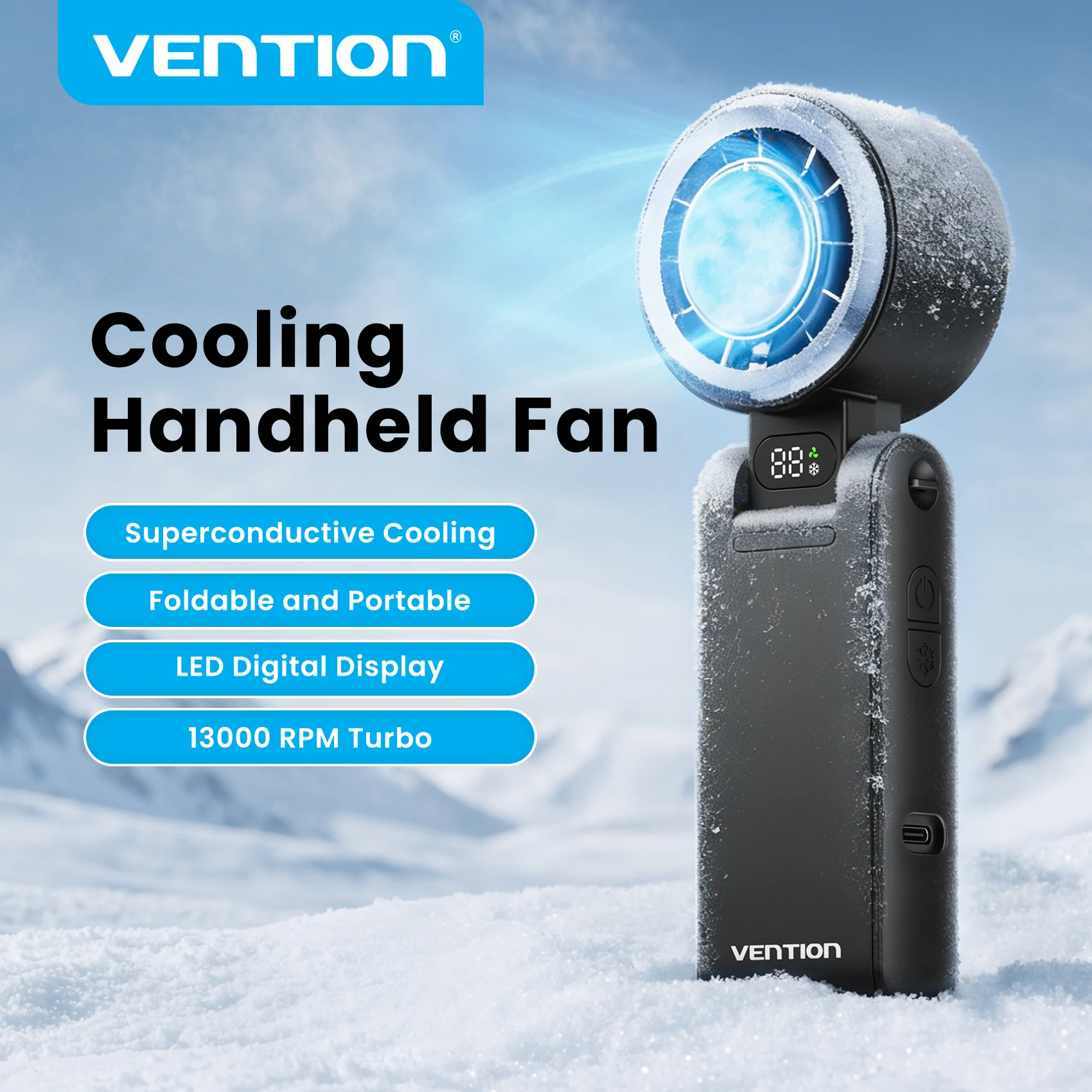 Vention Handheld Fan Superconductive Cooling 100 Speeds 13000 RPM LED Digital Display Handheld Turbo Foldable Outdoor Fan
Vention Handheld Fan Superconductive Cooling 100 Speeds 13000 RPM LED Digital Display Handheld Turbo Foldable Outdoor Fan