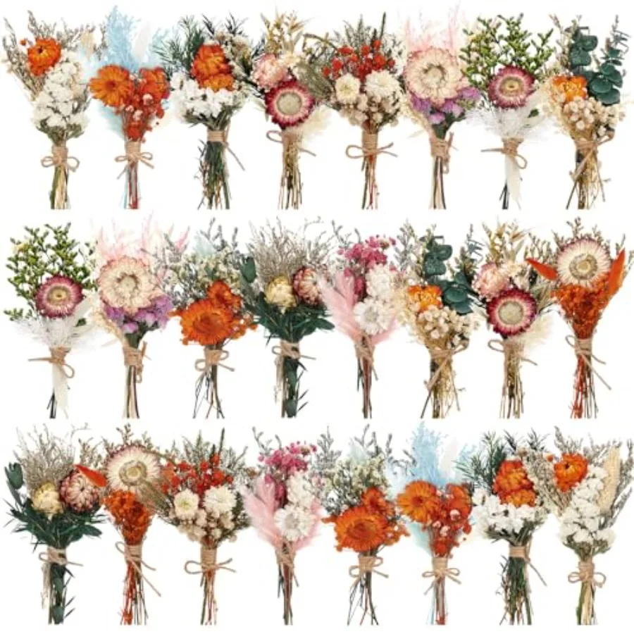 24 Pcs Boho Dried Flower Bouquet Mini Wedding Handmade Dry Flowers Decor for Vase Crafts DIY Photo Boutonniere for Men Floral P
24 Pcs Boho Dried Flower Bouquet Mini Wedding Handmade Dry Flowers Decor for Vase Crafts DIY Photo Boutonniere for Men Floral P
