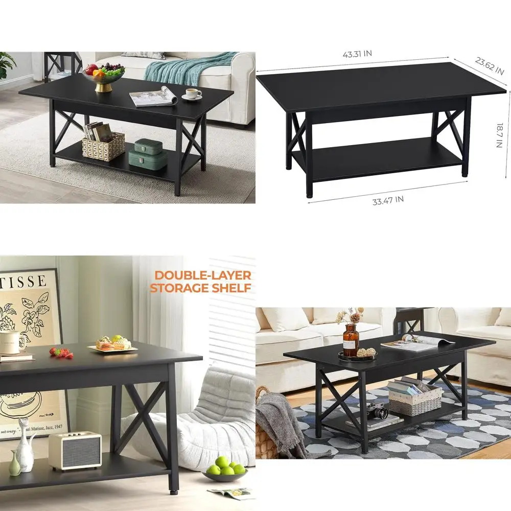 Space-Saving 43 Large Coffee Table with Storage for Living Room, Easy Assembly, Black
Space-Saving 43 Large Coffee Table with Storage for Living Room, Easy Assembly, Black