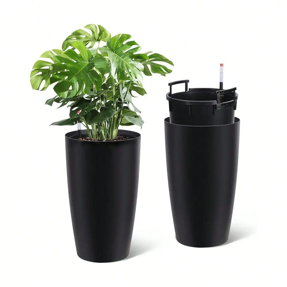 Set of 2 16 Inch Tall Round Planters, Self Watering Flower Pots with Built-In Drainage Holes & Water Level Monitor, Large Plant Containers for Indoor Plants, Outdoor Patio, Porch, Living Room and Home Office
Set of 2 16 Inch Tall Round Planters, Self Watering Flower Pots with Built-In Drainage Holes & Water Level Monitor, Large Plant Containers for Indoor Plants, Outdoor Patio, Porch, Living Room and Home Office