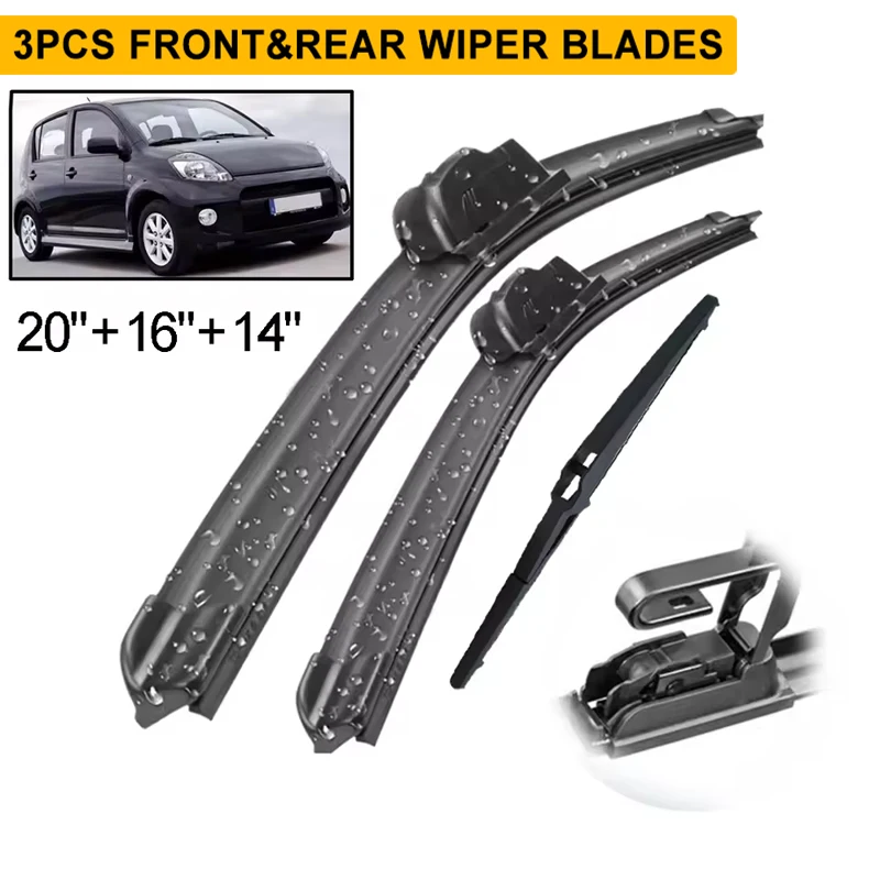 Wiper Front & Rear Wiper Blades Set Kit For Daihatsu Sirion MK2 2005 - 2012 Windshield Windscreen Window 20"+16"+14"
Wiper Front & Rear Wiper Blades Set Kit For Daihatsu Sirion MK2 2005 - 2012 Windshield Windscreen Window 20"+16"+14"