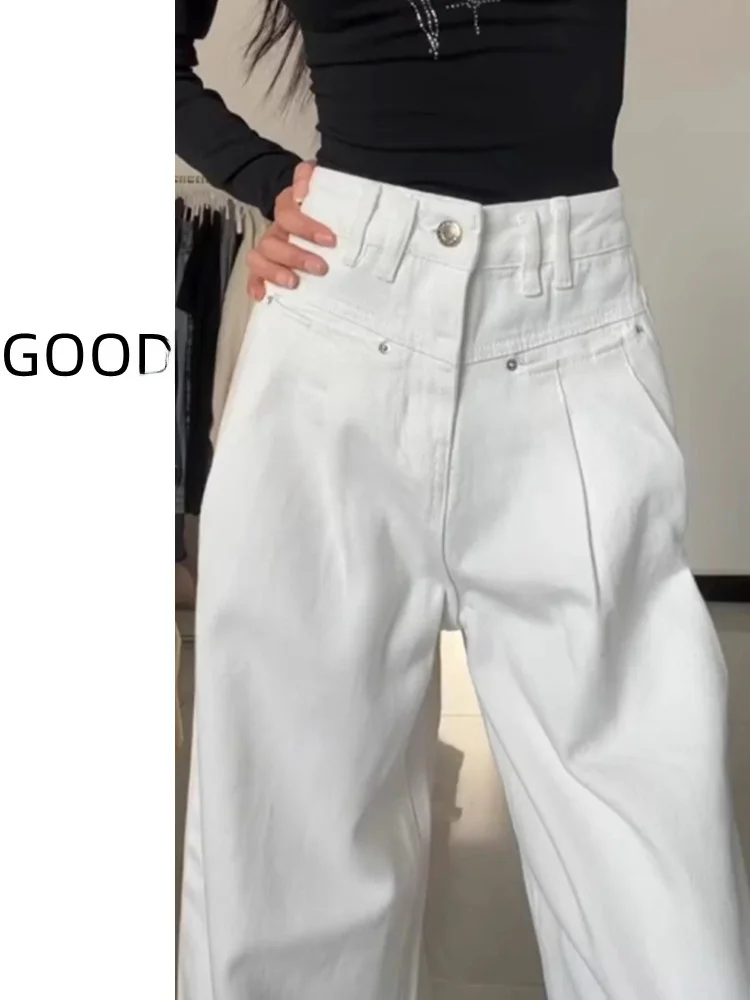 High Waist Wide Leg Casual White Jeans Women's Spring Autumn Folded Pocket Floor Length Trousers High Rise Denim Skinnies
High Waist Wide Leg Casual White Jeans Women's Spring Autumn Folded Pocket Floor Length Trousers High Rise Denim Skinnies