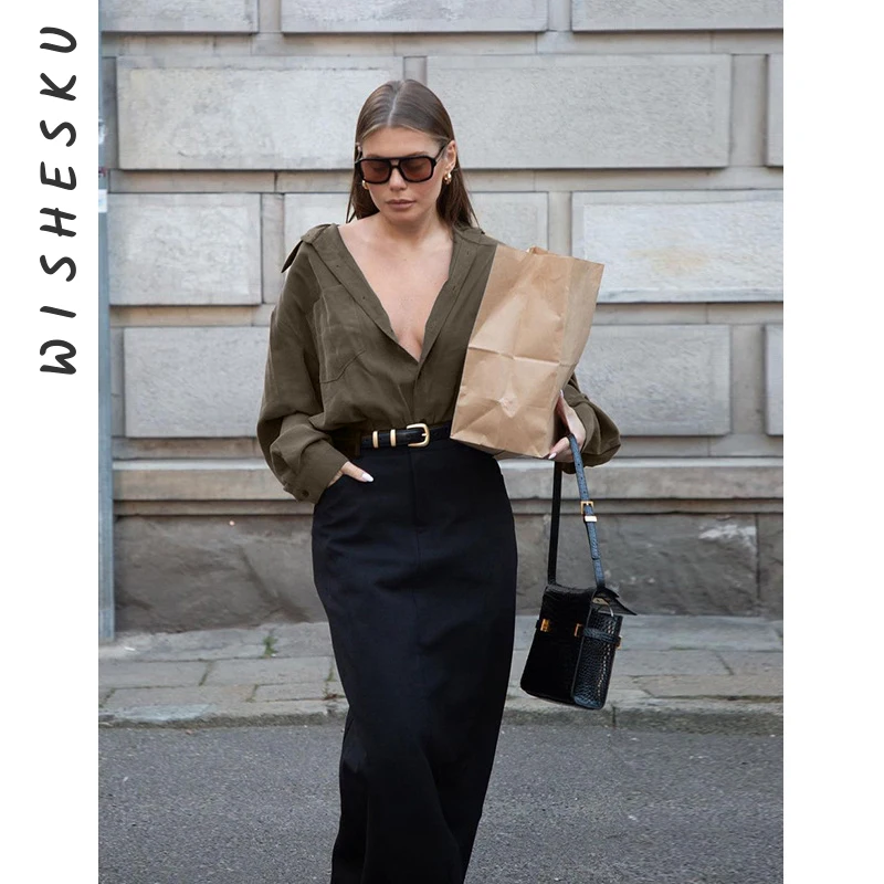 Women Lapel Neck Single Breasted Casual Blouses Elegant Long Sleeve Baggy Plain Shirt 2024 Spring Fall Harajuku Office Lady Top
Women Lapel Neck Single Breasted Casual Blouses Elegant Long Sleeve Baggy Plain Shirt 2024 Spring Fall Harajuku Office Lady Top