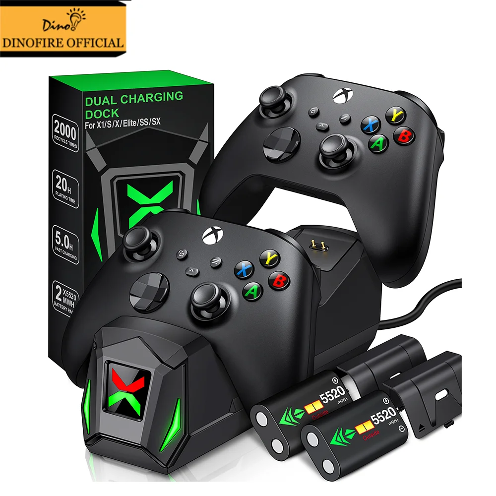 Зарядная док-станция для Xbox One/Xbox One X/Xbox One S, зарядное устройство для контроллера Xbox Series X/Xbox Seires S с 2 батареями
Зарядная док-станция для Xbox One/Xbox One X/Xbox One S, зарядное устройство для контроллера Xbox Series X/Xbox Seires S с 2 батареями