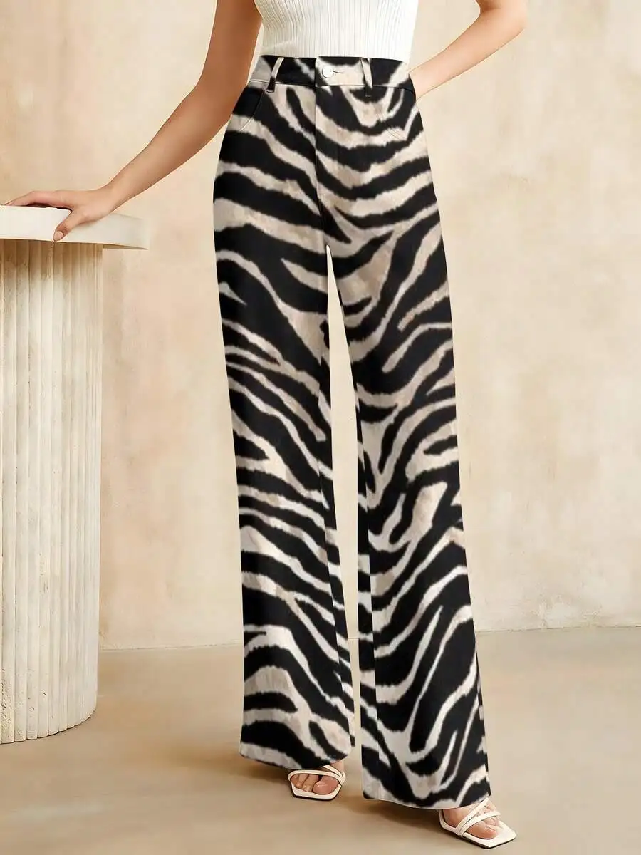 Zebra Print High-Waist Wide Leg Denim Pants Women Casual Summer Trousers
Zebra Print High-Waist Wide Leg Denim Pants Women Casual Summer Trousers