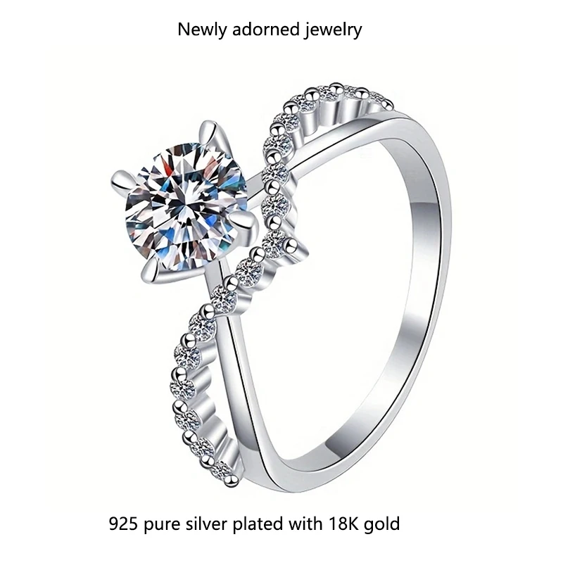 A Moissanite ring for love, female S925 sterling silver V-shaped crown engagement ring, a fashionable and luxurious gift for you
A Moissanite ring for love, female S925 sterling silver V-shaped crown engagement ring, a fashionable and luxurious gift for you