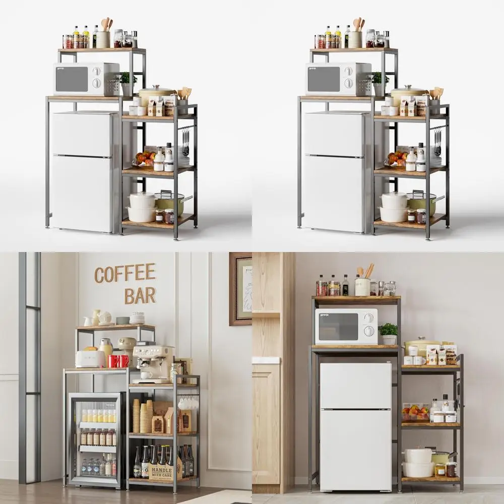 Vintage Brown 6-Tier Mini Fridge Storage Stand with Coffee Bar and Microwave Shelf for Dorm Kitchen
Vintage Brown 6-Tier Mini Fridge Storage Stand with Coffee Bar and Microwave Shelf for Dorm Kitchen