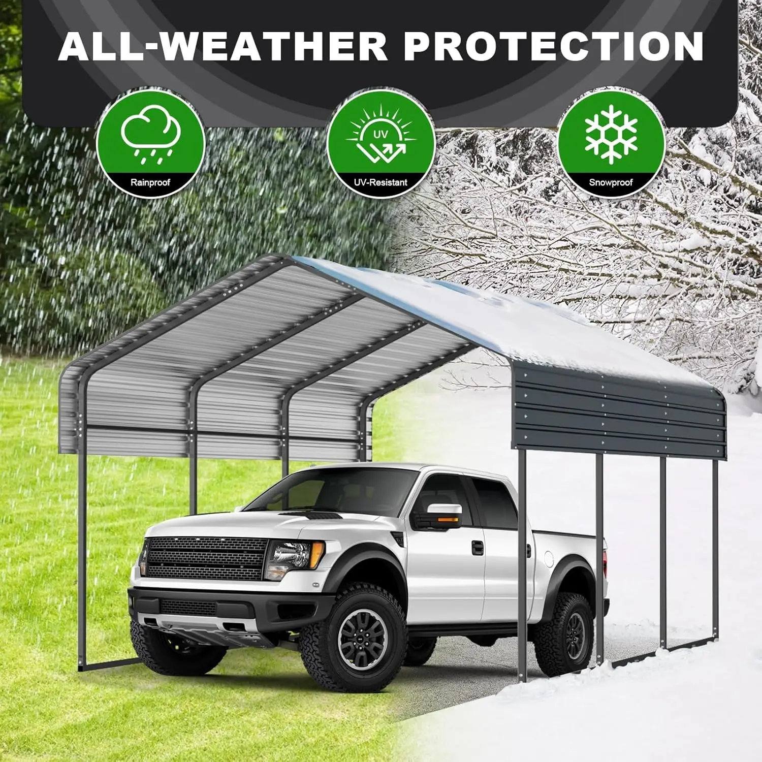 10x15 FT Metal Carport, Outdoor Garage Car Shelter Shade with Galvanized Metal Roof, Heavy Duty Car Port for Car, Boats, Custom
10x15 FT Metal Carport, Outdoor Garage Car Shelter Shade with Galvanized Metal Roof, Heavy Duty Car Port for Car, Boats, Custom