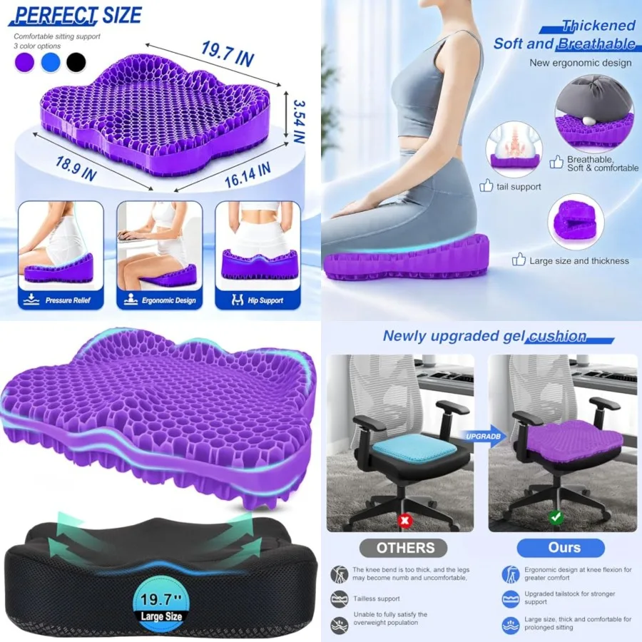 Thicken 19.7in Seat Cushion, Gel Seat Cushion for Long SittingOffice Chair, Wheelchair, Car Pad, Large Cooling Support Pad for
Thicken 19.7in Seat Cushion, Gel Seat Cushion for Long SittingOffice Chair, Wheelchair, Car Pad, Large Cooling Support Pad for