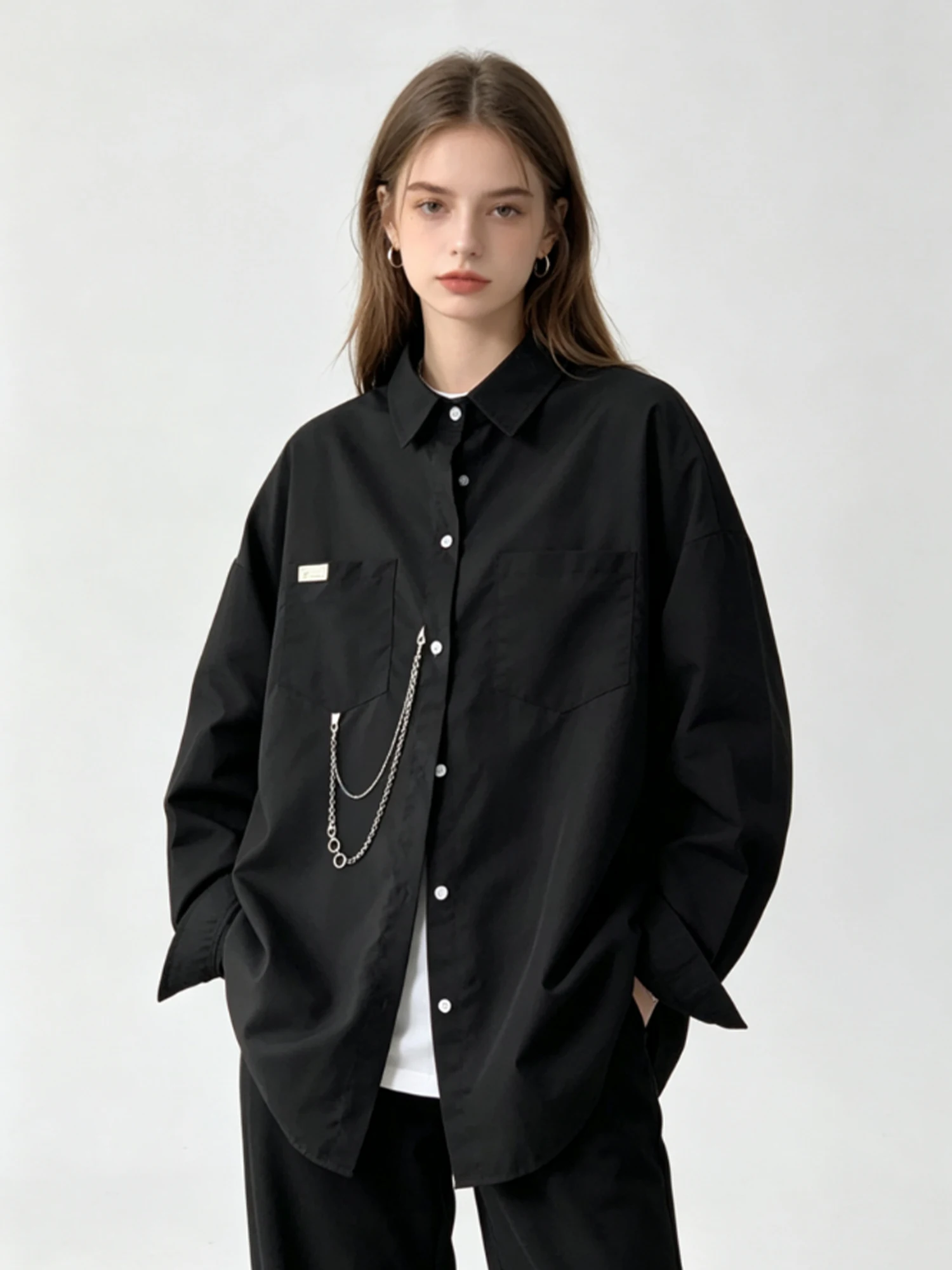 Women's Black Gothic Long Sleeve Shirt Vintage Harajuku High Street Japanese Oversize Loose Hip-Hop DK Shirt Coat Spring Autumn
Women's Black Gothic Long Sleeve Shirt Vintage Harajuku High Street Japanese Oversize Loose Hip-Hop DK Shirt Coat Spring Autumn